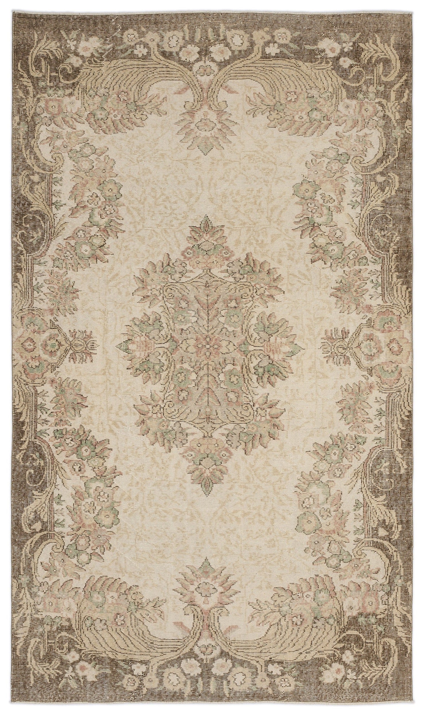 Atina 9008 Beige Vintage Wool Handmade Area Rug 5'6" x 9'6"