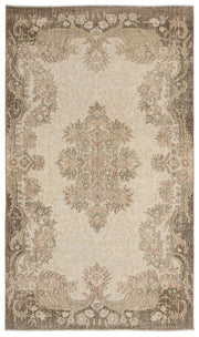 Atina 9008 Beige Vintage Wool Handmade Area Rug 5'6" x 9'6"