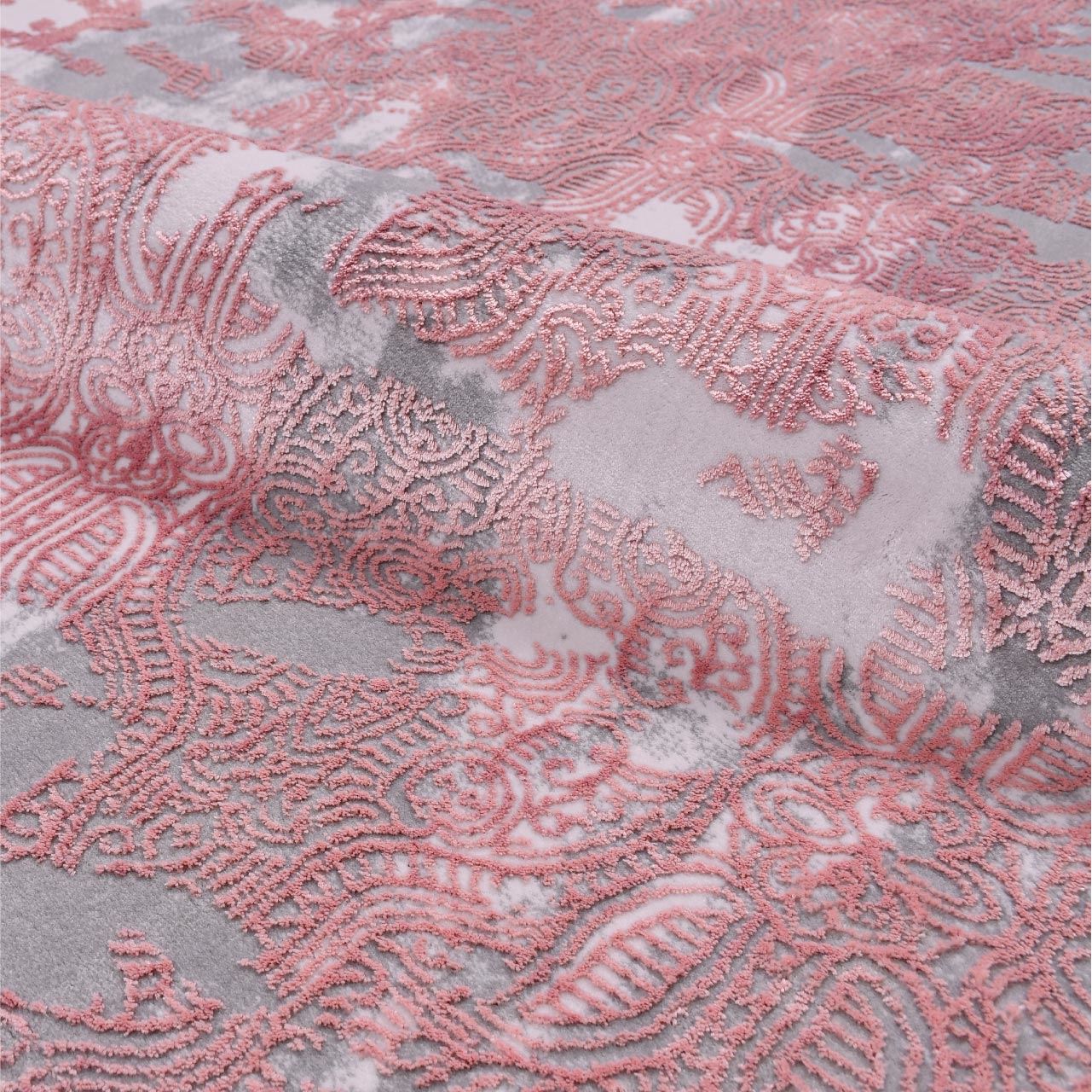 Pink Bamboo Area Rug – Modern Machine Made Rug With Soft Pile & Overlocked Edge