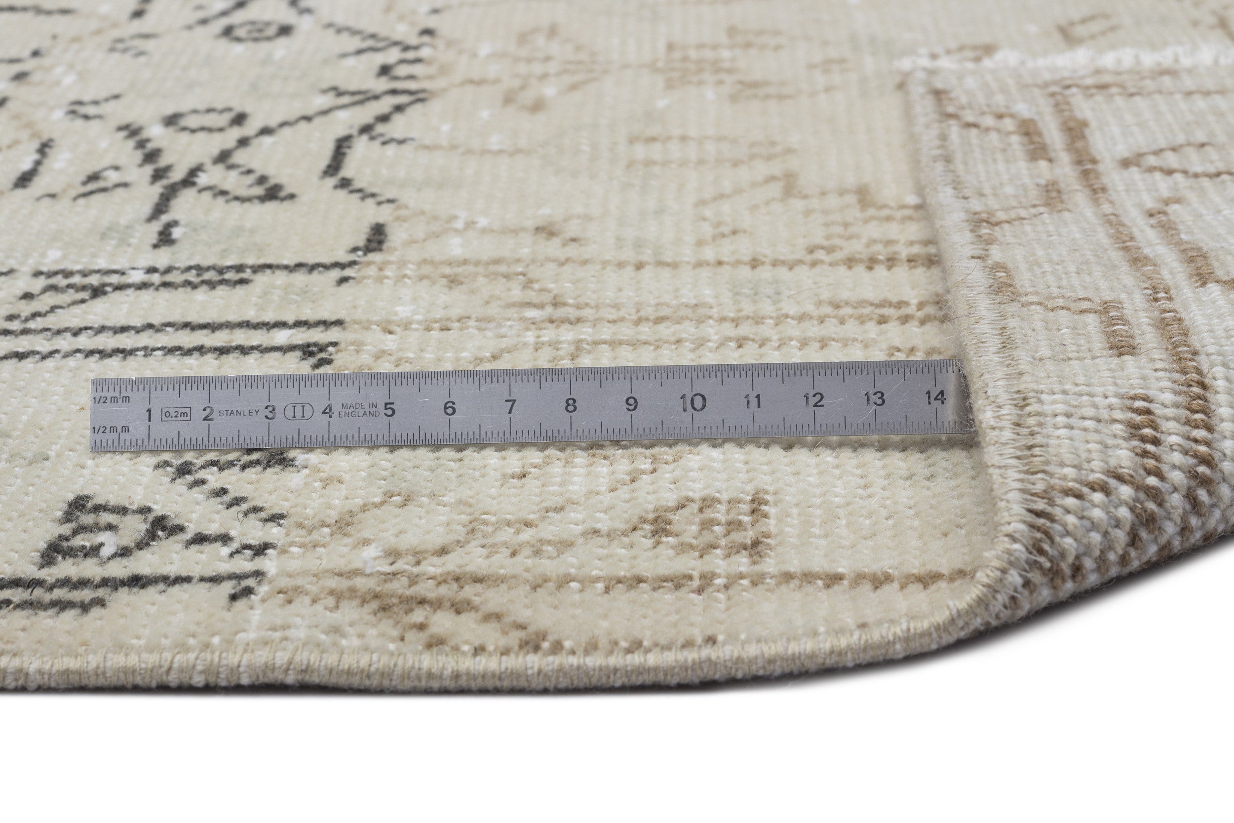 Atina 9011 Beige Vintage Wool Handmade Area Rug 6'3" x 9'7"