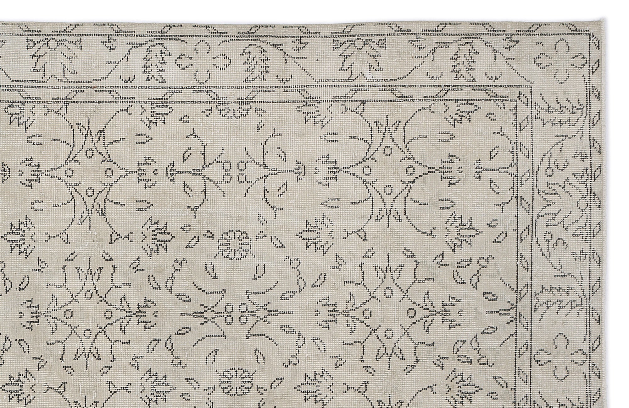 Atina 9011 Beige Vintage Wool Handmade Area Rug 6'3" x 9'7"