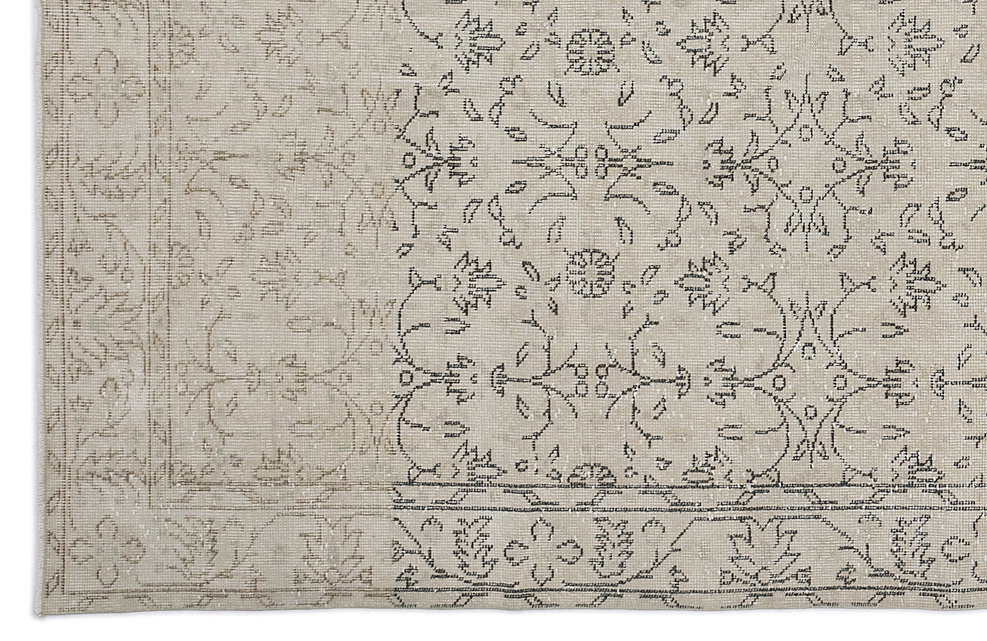Atina 9011 Beige Vintage Wool Handmade Area Rug 6'3" x 9'7"