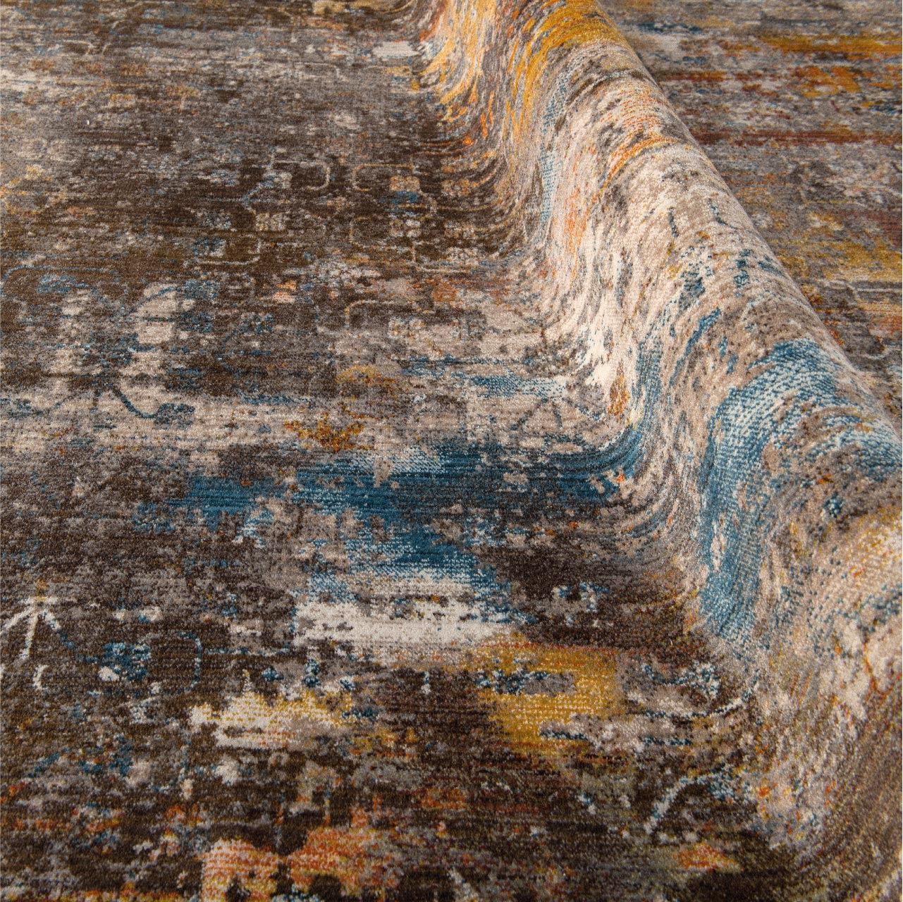 Vintage Area Rug – Machine Made Rug with Soft Pile & Overlocked Edge Brown Design