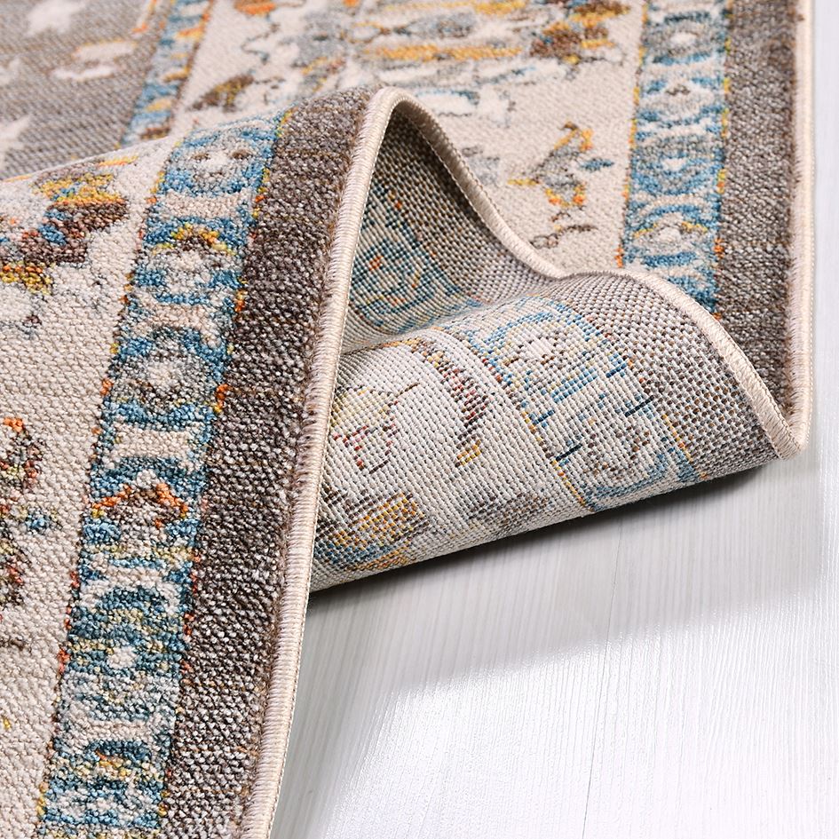 Cream Area Rug - Machine Made Rug with Degrade Color & Mink Tone Carpet Frame