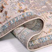 Cream Area Rug - Machine Made Rug with Degrade Color & Mink Tone Carpet Frame