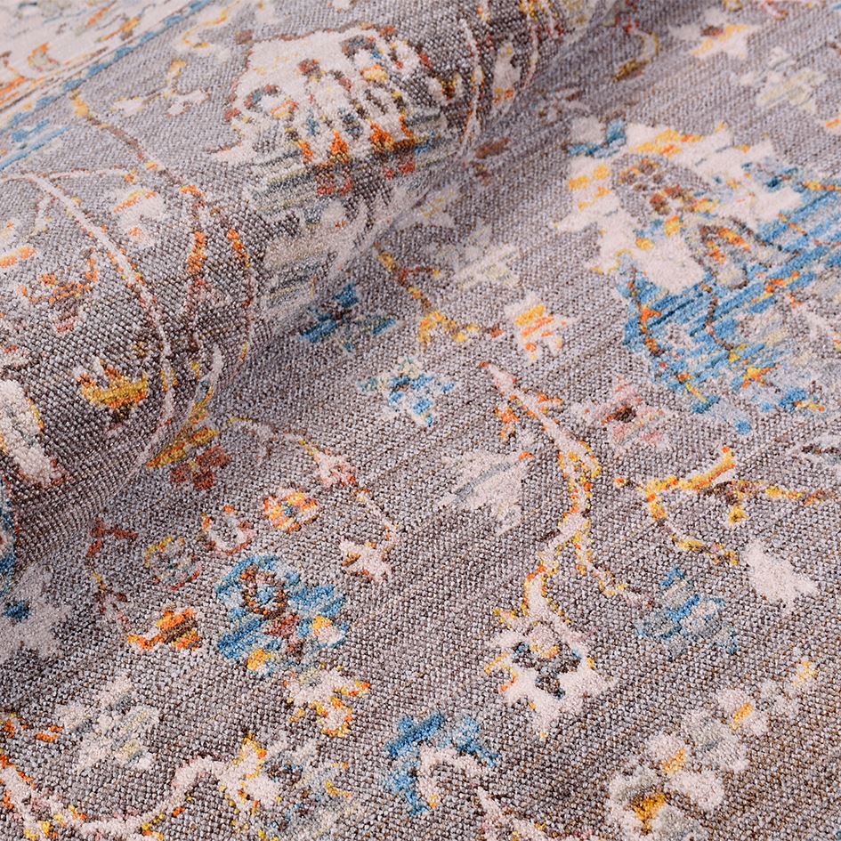 Cream Area Rug - Machine Made Rug with Degrade Color & Mink Tone Carpet Frame