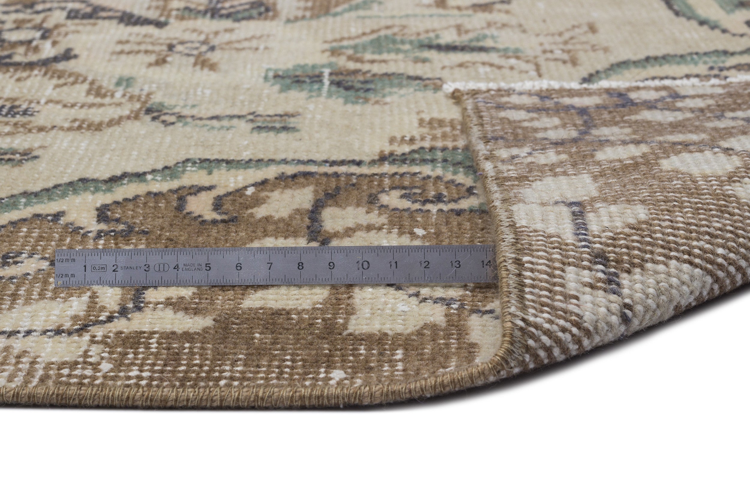 Atina 9035 Beige Vintage Wool Handmade Area Rug 6'5" x 10'5"