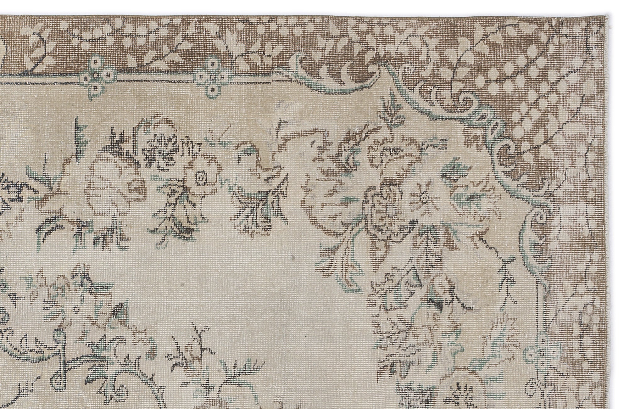 Atina 9035 Beige Vintage Wool Handmade Area Rug 6'5" x 10'5"