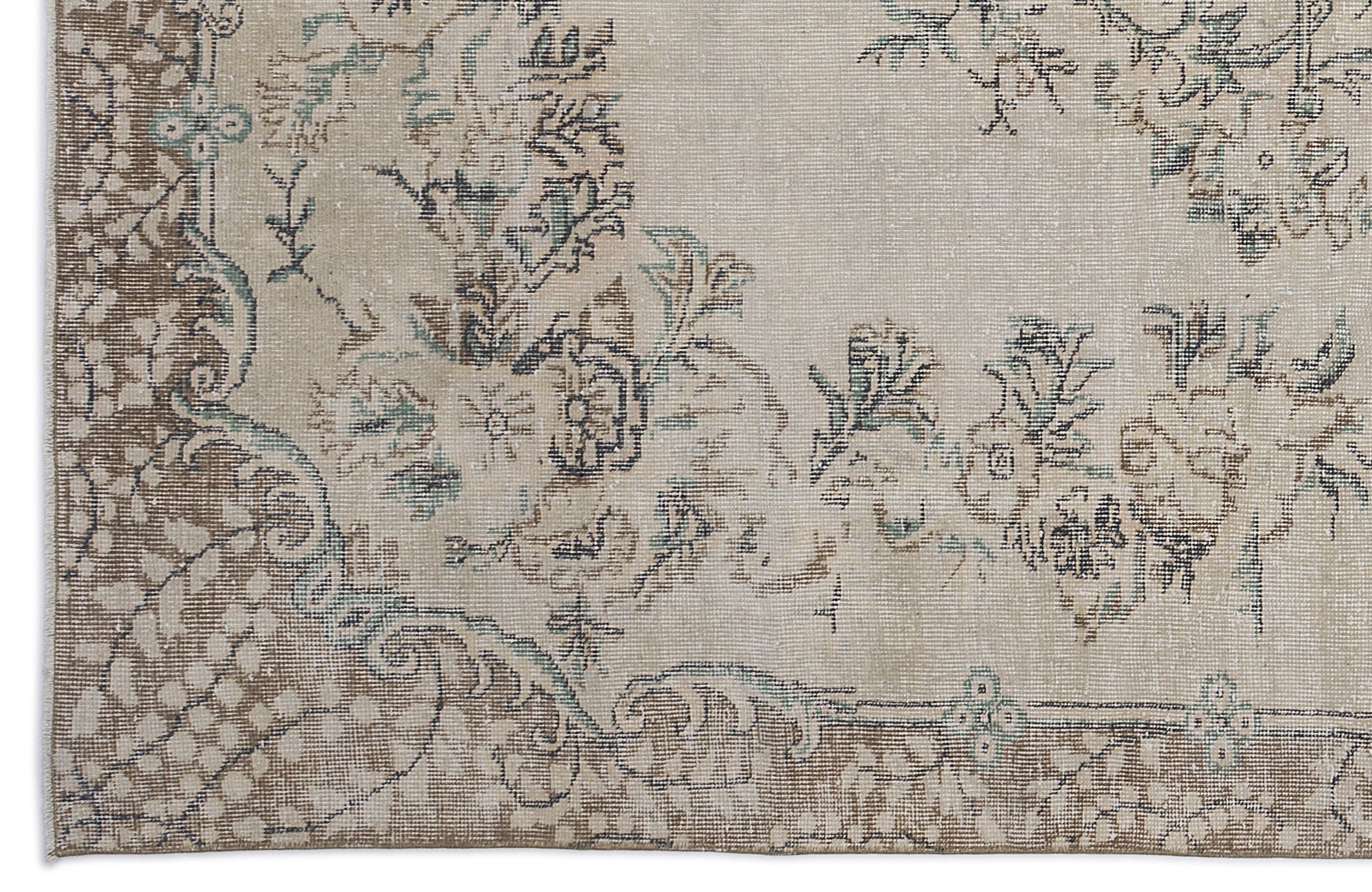 Atina 9035 Beige Vintage Wool Handmade Area Rug 6'5" x 10'5"