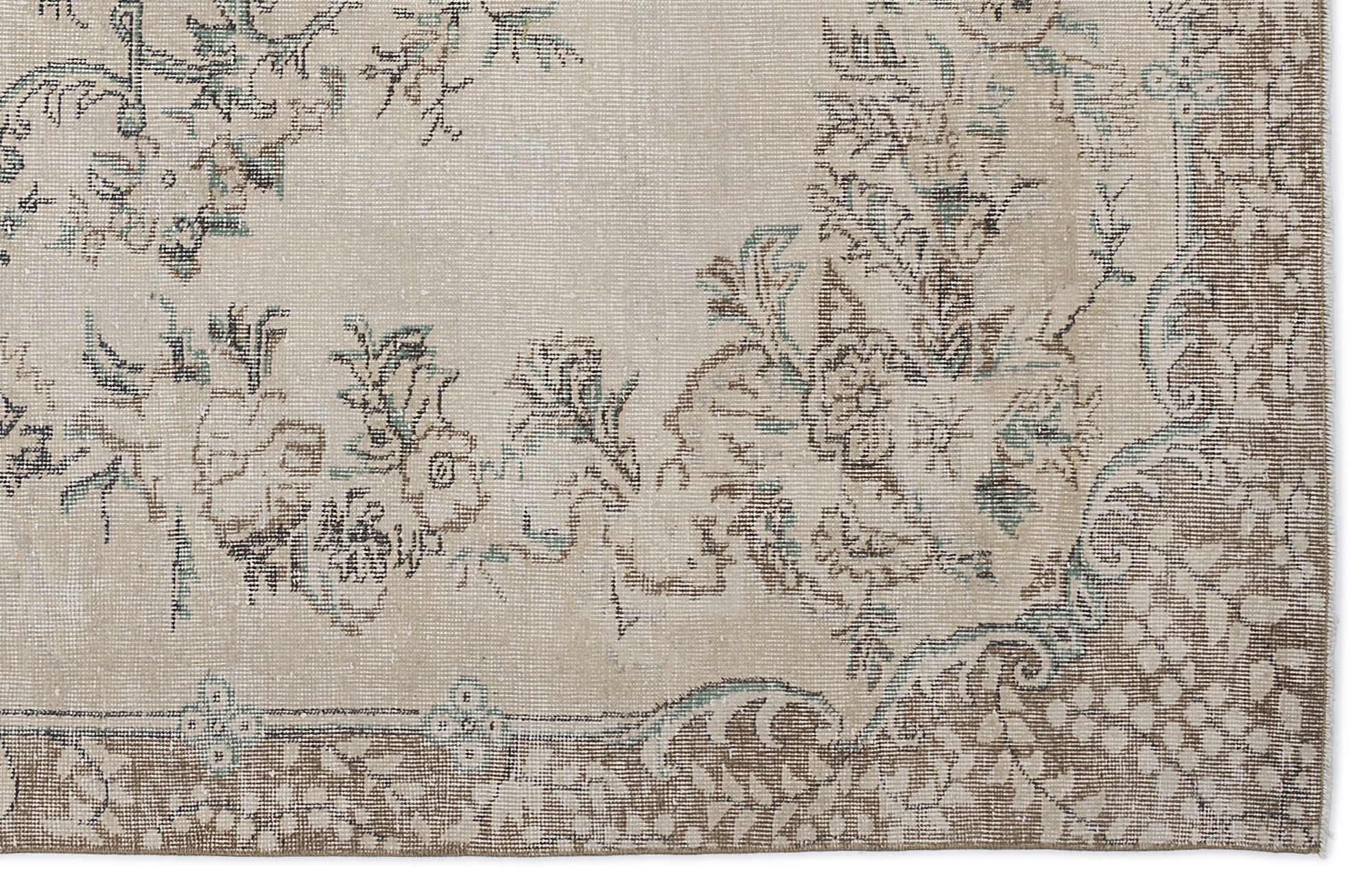 Atina 9035 Beige Vintage Wool Handmade Area Rug 6'5" x 10'5"