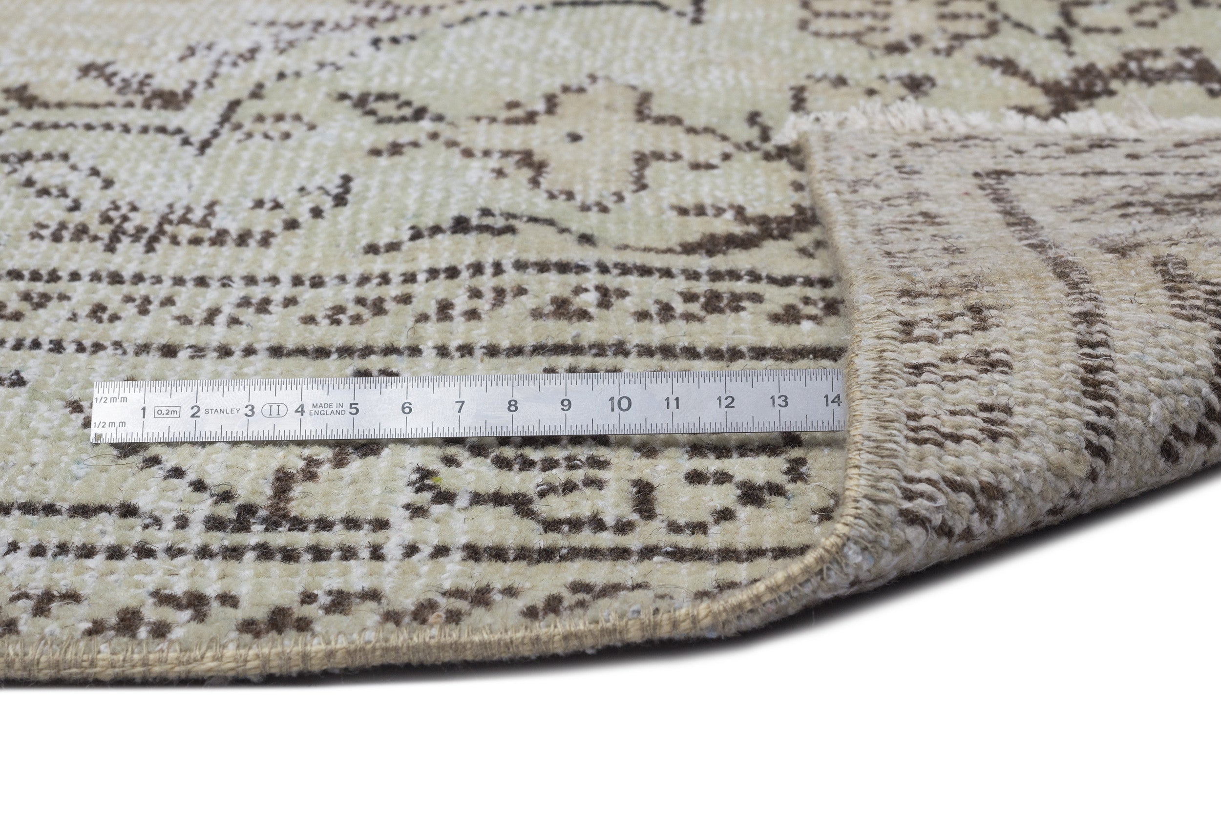 Atina Beige Vintage Wool Handmade Area Rug 5'8" x 9'6"