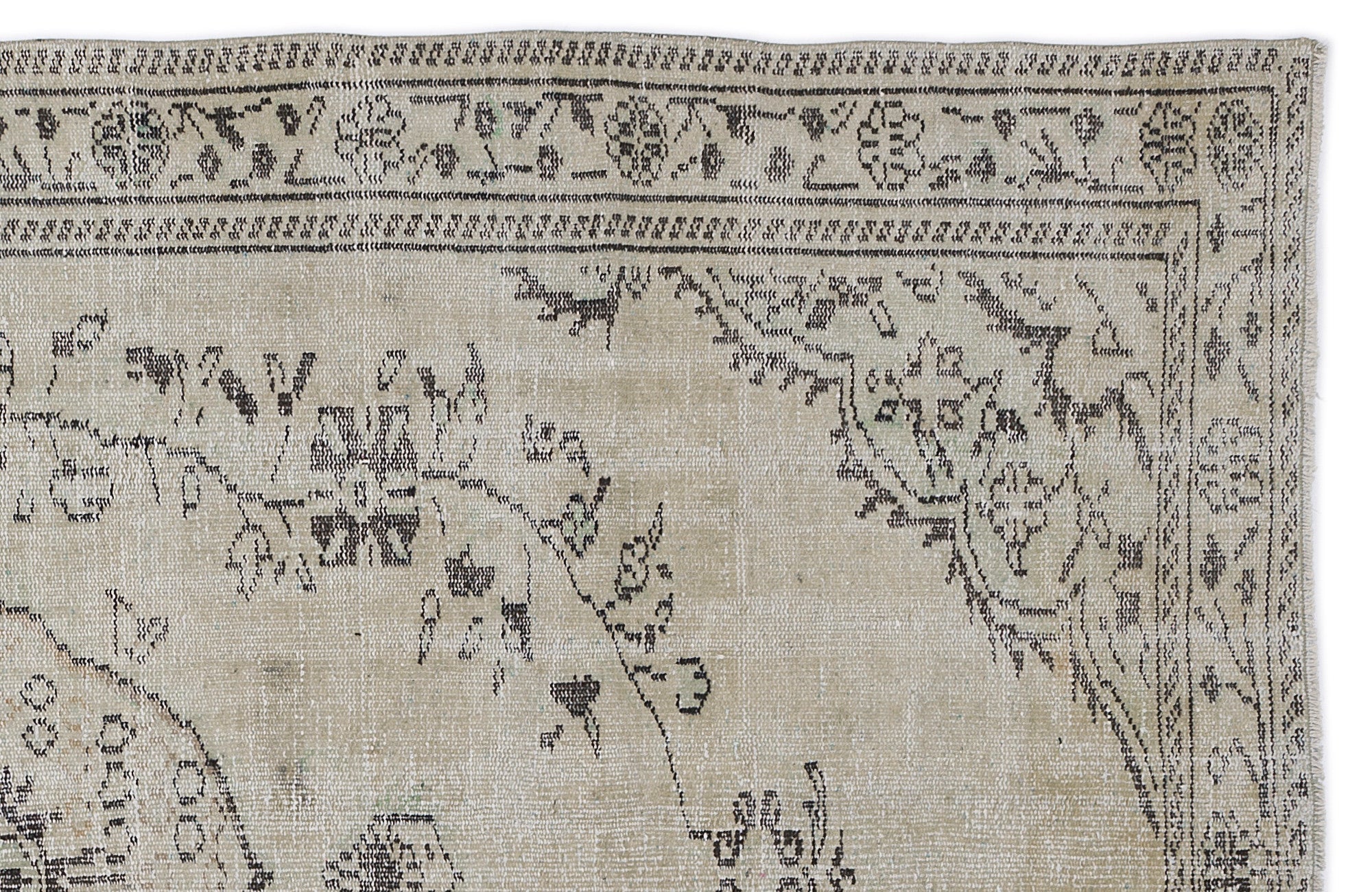 Atina Beige Vintage Wool Handmade Area Rug 5'8" x 9'6"