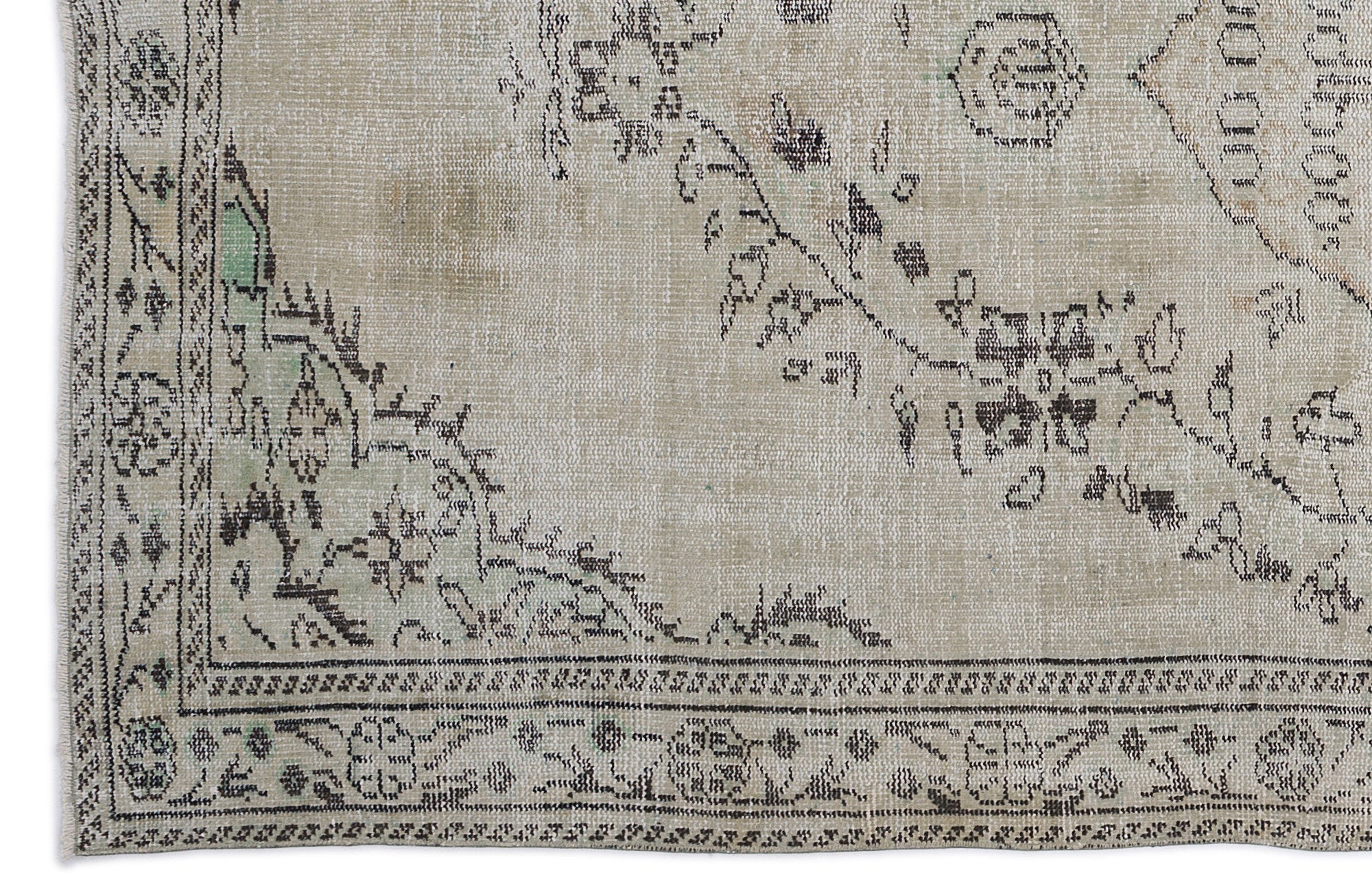 Atina Beige Vintage Wool Handmade Area Rug 5'8" x 9'6"