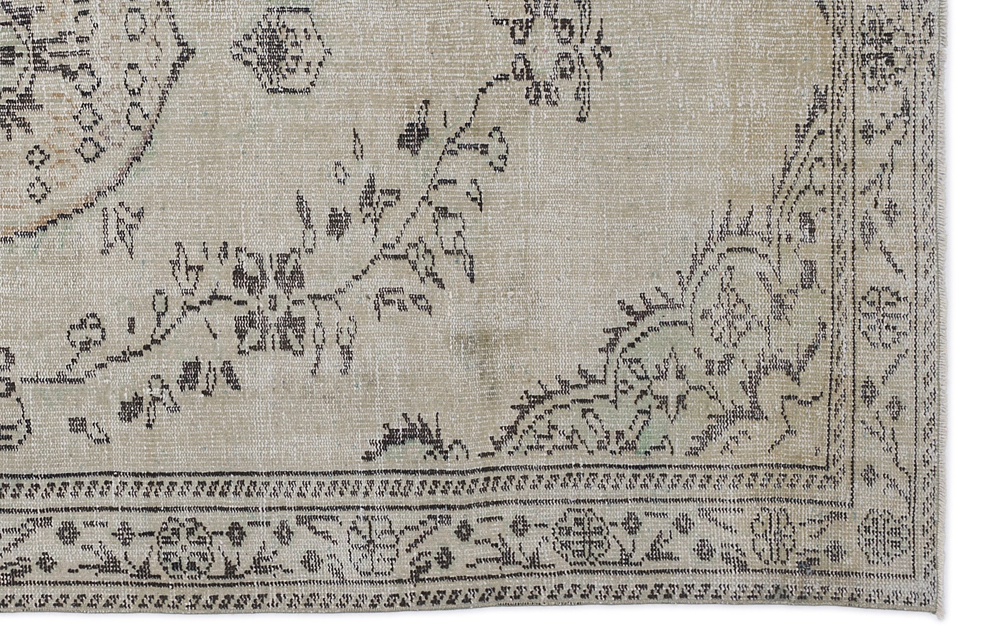 Atina Beige Vintage Wool Handmade Area Rug 5'8" x 9'6"