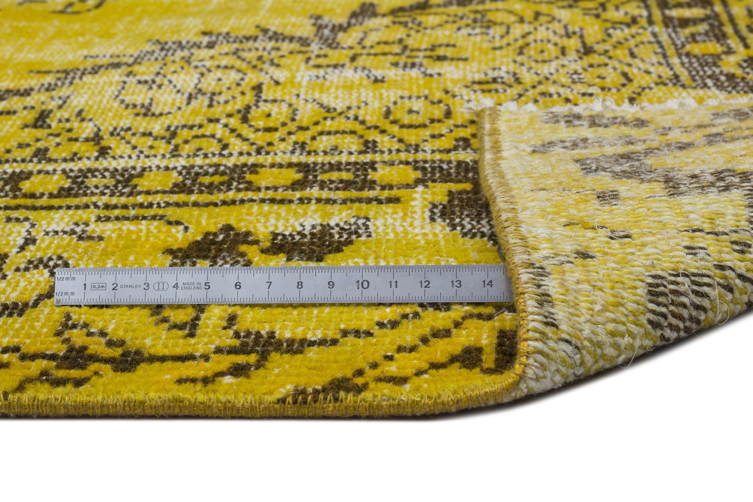 Atina Yellow Vintage Wool Handmade Area Rug 5'5" x 9'1"