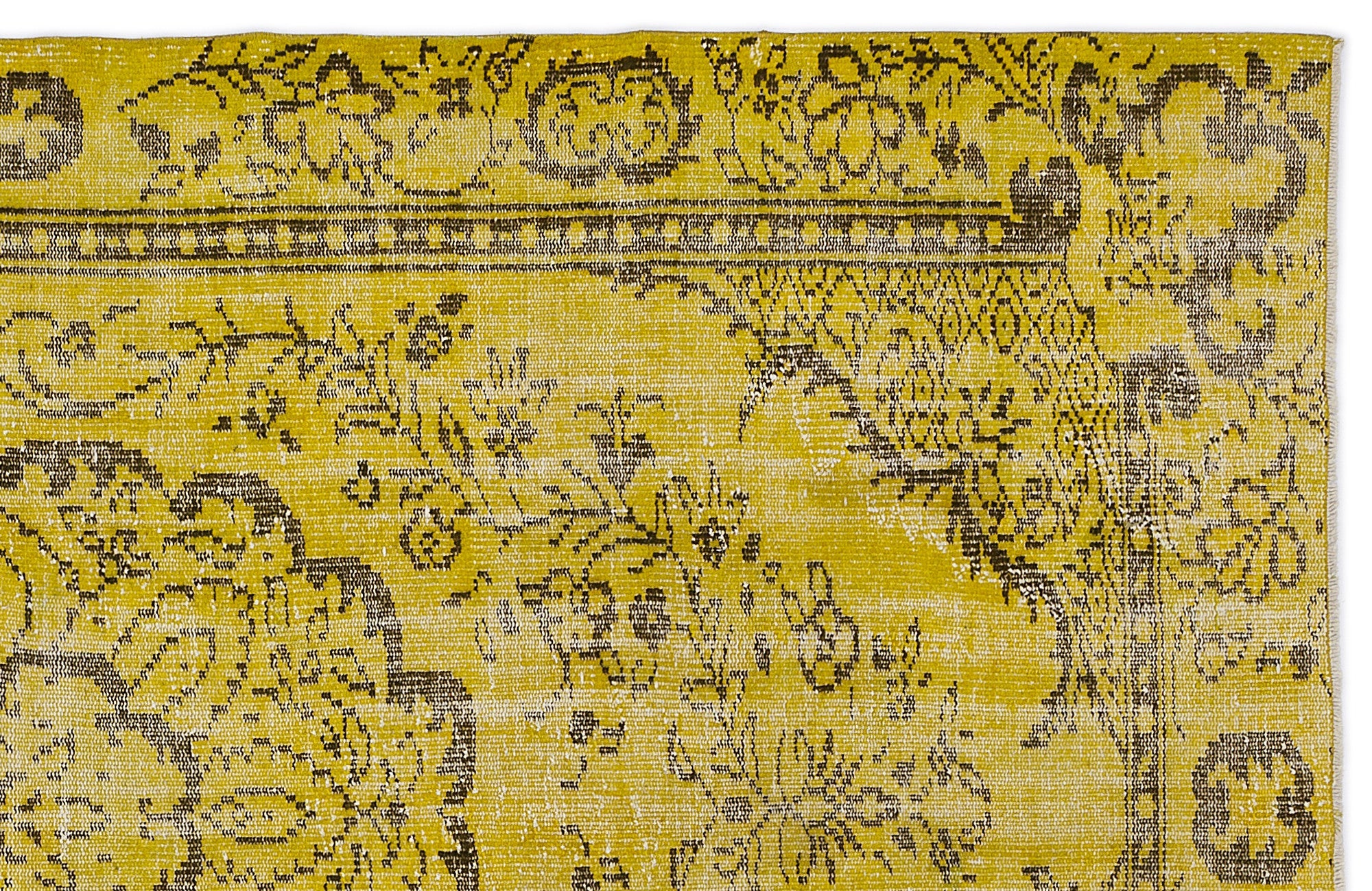 Atina Yellow Vintage Wool Handmade Area Rug 5'5" x 9'1"