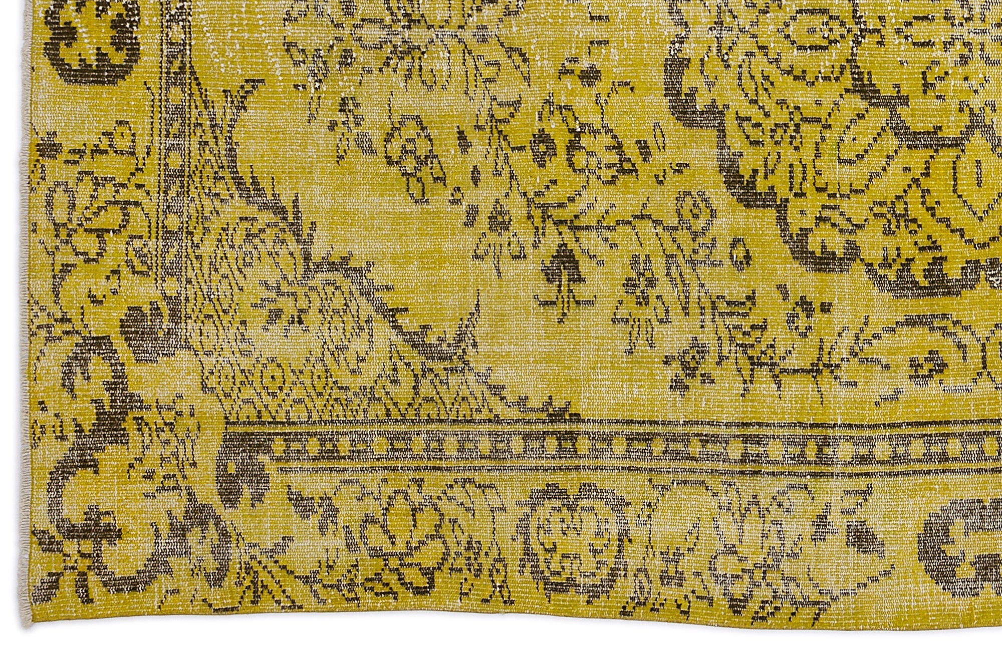 Atina Yellow Vintage Wool Handmade Area Rug 5'5" x 9'1"
