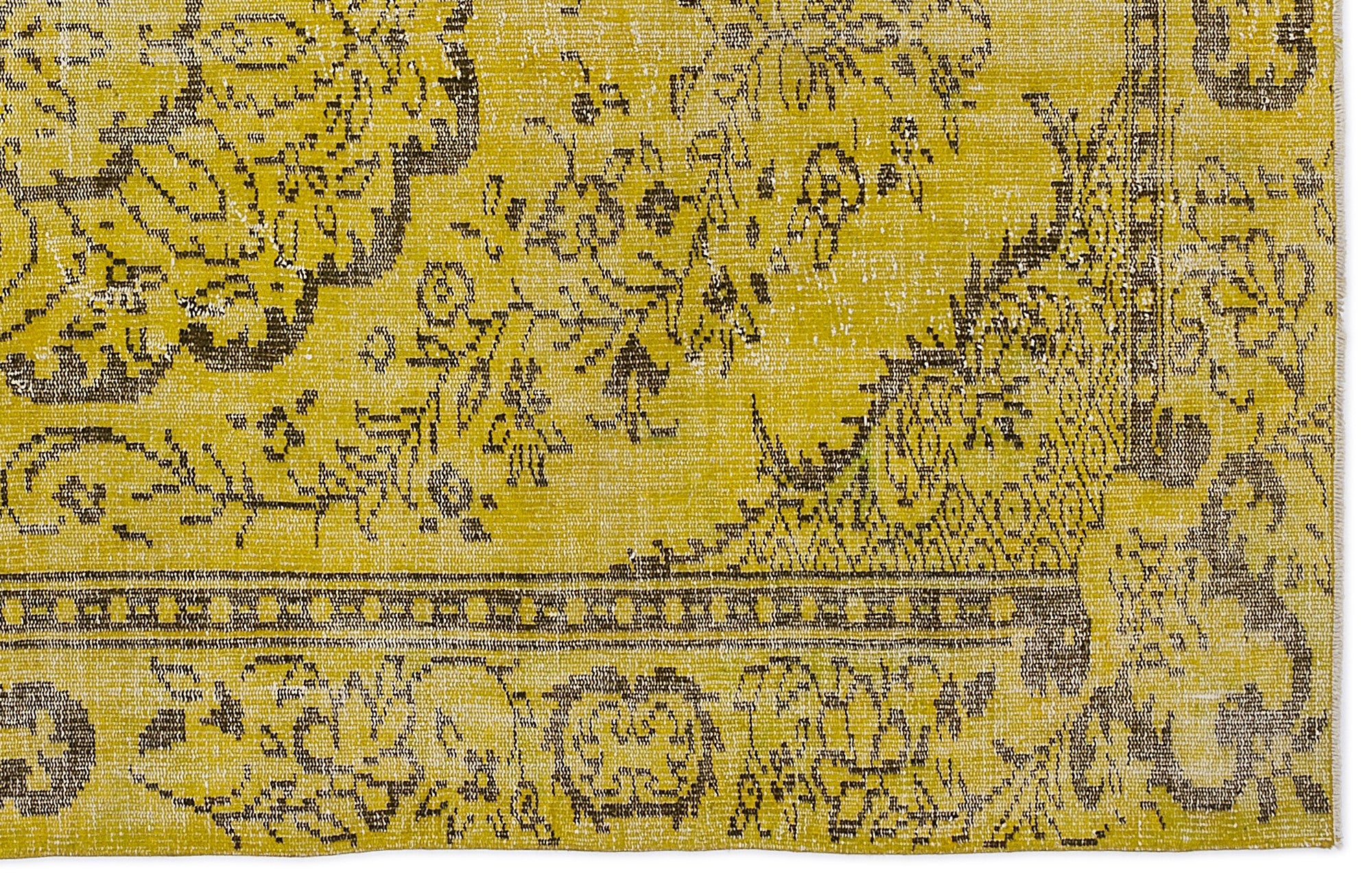 Atina Yellow Vintage Wool Handmade Area Rug 5'5" x 9'1"