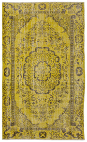 Atina Yellow Vintage Wool Handmade Area Rug 5'5" x 9'1"