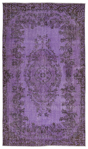 Atina Purple Vintage Wool Handmade Area Rug 5'3" x 9'1"