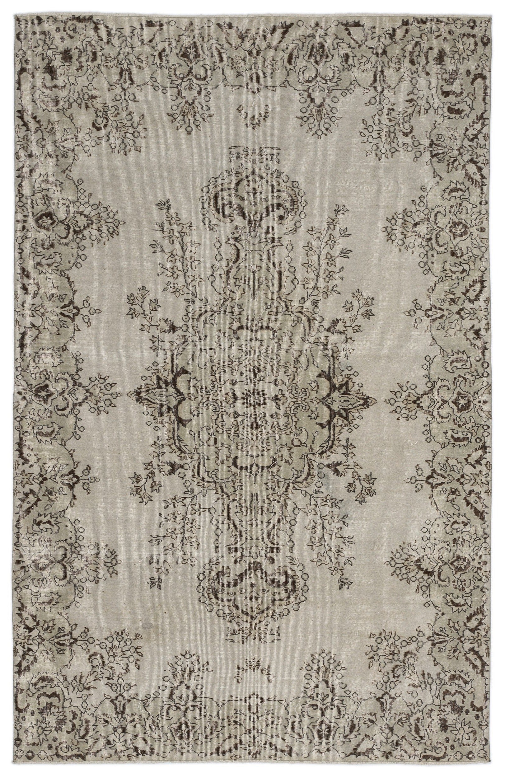 Atina 9102 Beige Vintage Wool Handmade Area Rug 6'2" x 9'9"