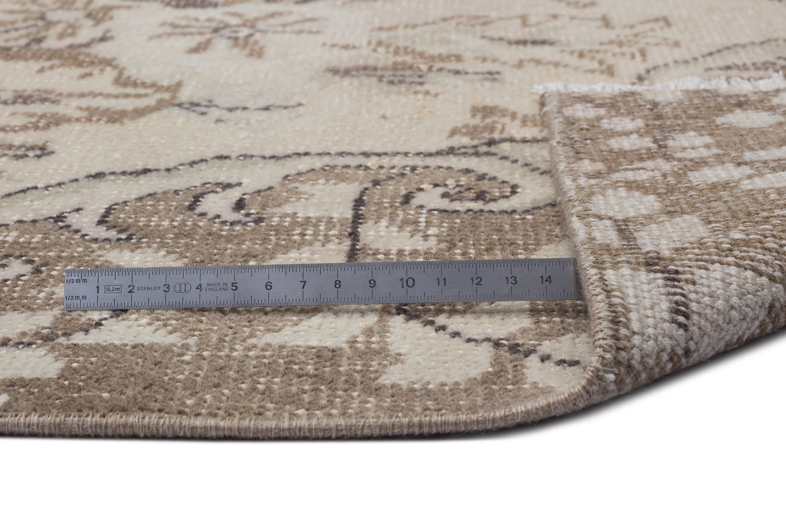 Atina Beige Vintage Wool Handmade Area Rug 6'8" x 10'5"