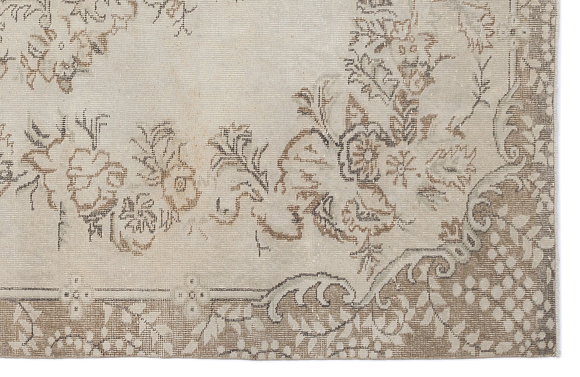 Atina Beige Vintage Wool Handmade Area Rug 6'8" x 10'5"