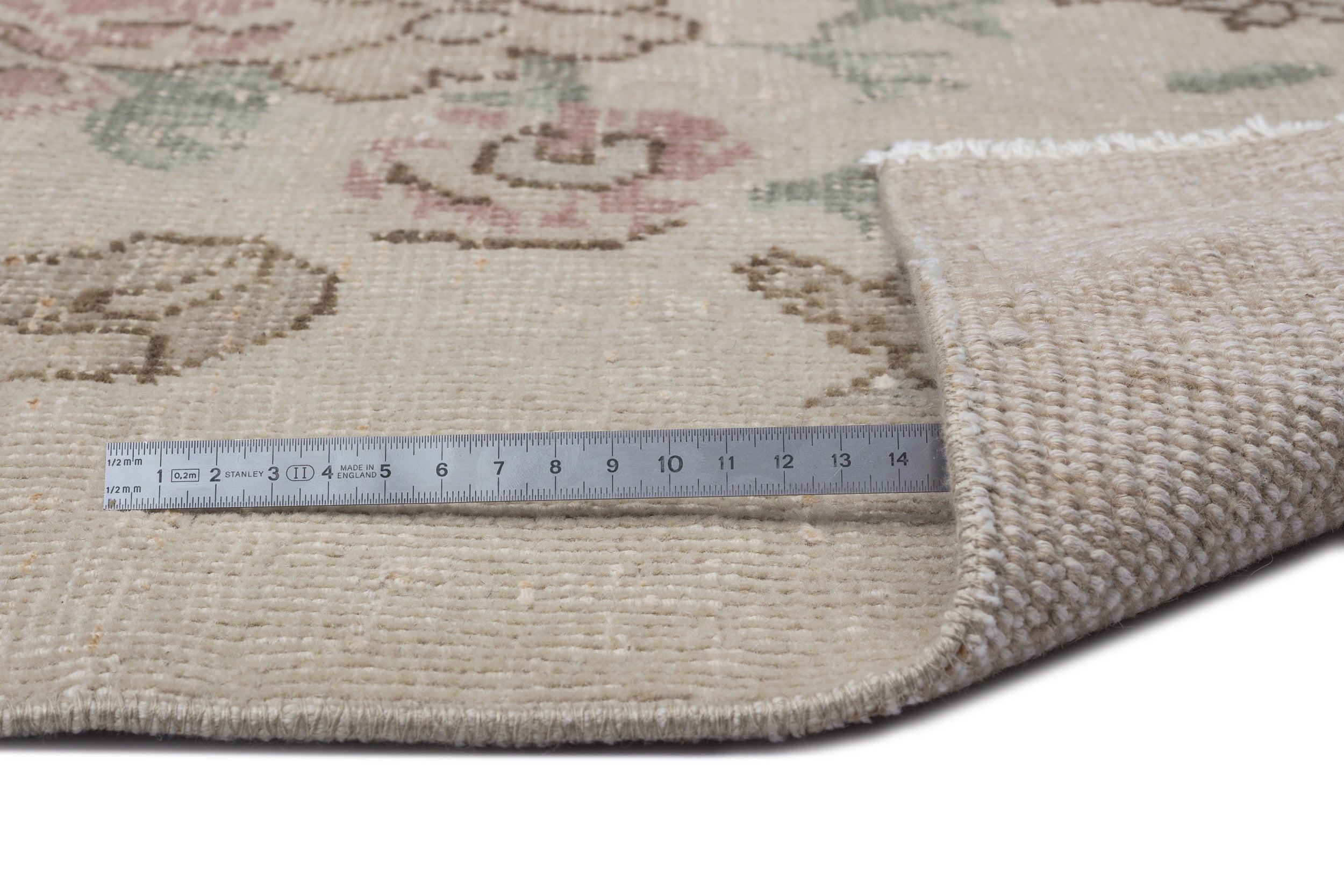 Atina Beige Vintage Wool Handmade Area Rug 5'1" x 9'4"
