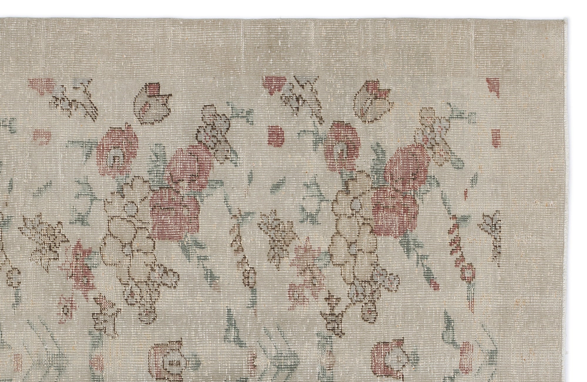 Atina Beige Vintage Wool Handmade Area Rug 5'1" x 9'4"