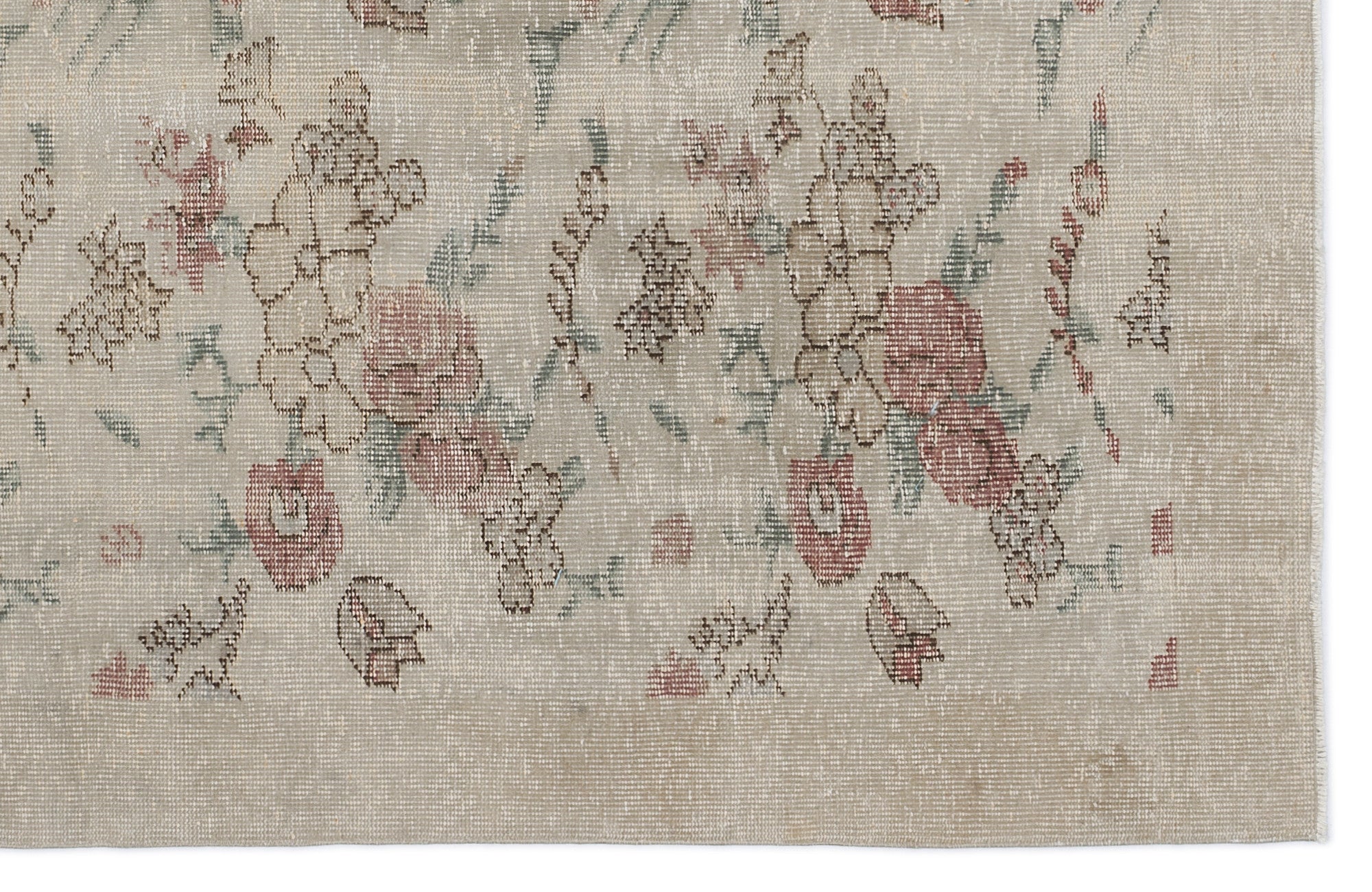 Atina Beige Vintage Wool Handmade Area Rug 5'1" x 9'4"