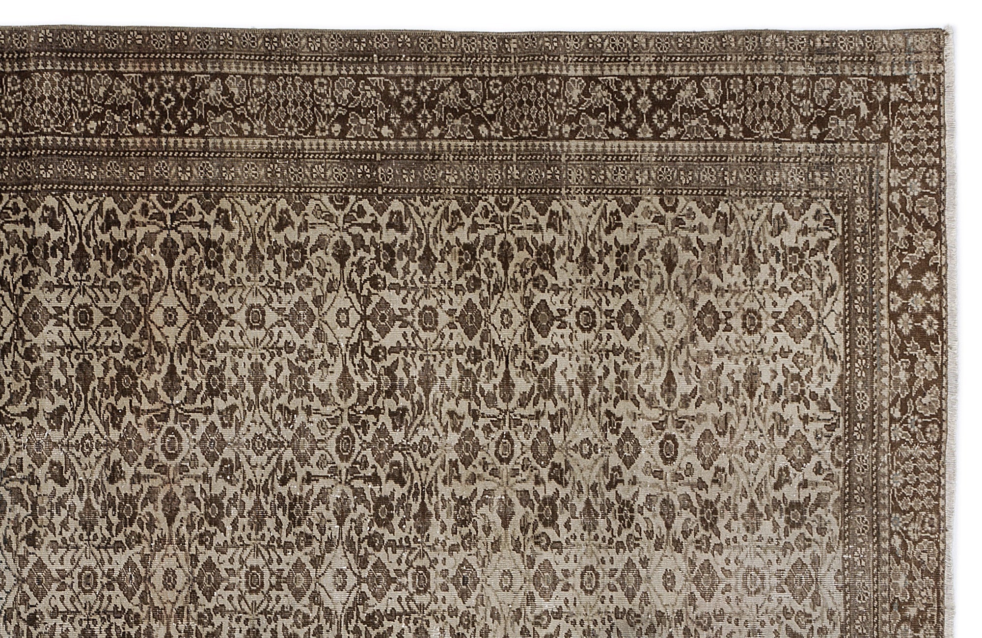 Atina Brown Vintage Wool Handmade Area Rug 6'3" x 9'2"