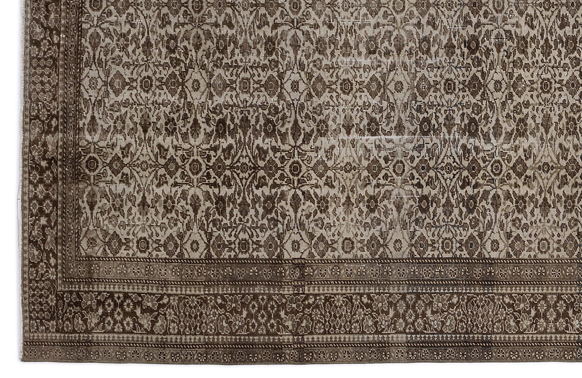 Atina Brown Vintage Wool Handmade Area Rug 6'3" x 9'2"
