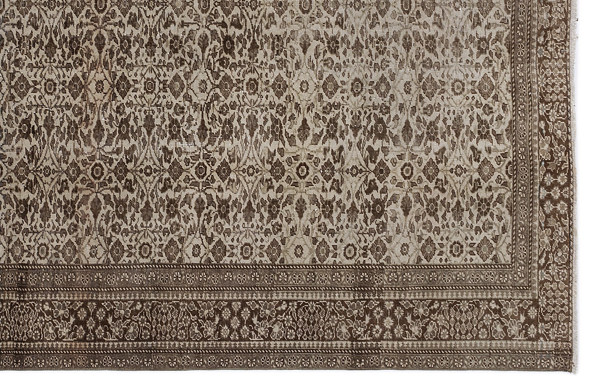 Atina Brown Vintage Wool Handmade Area Rug 6'3" x 9'2"
