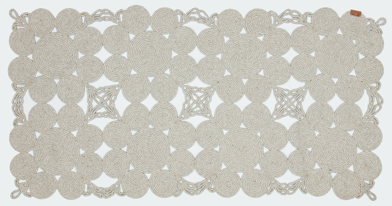 Handmade Jute Rug – Beige Geometric Area Carpet With Cotton Yarn, Non Shedding
