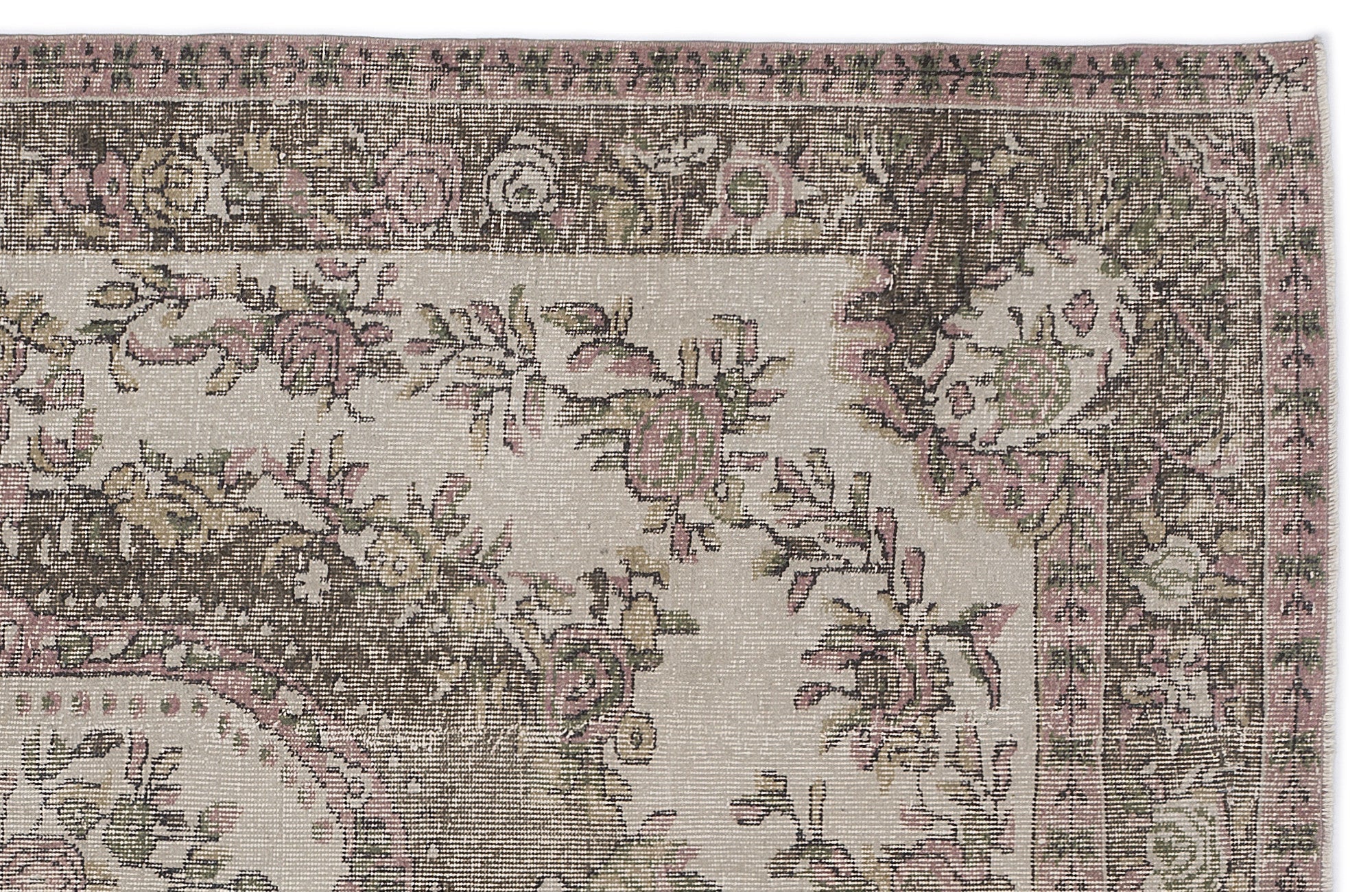Atina Brown Vintage Wool Handmade Area Rug 4'8" x 11'10"