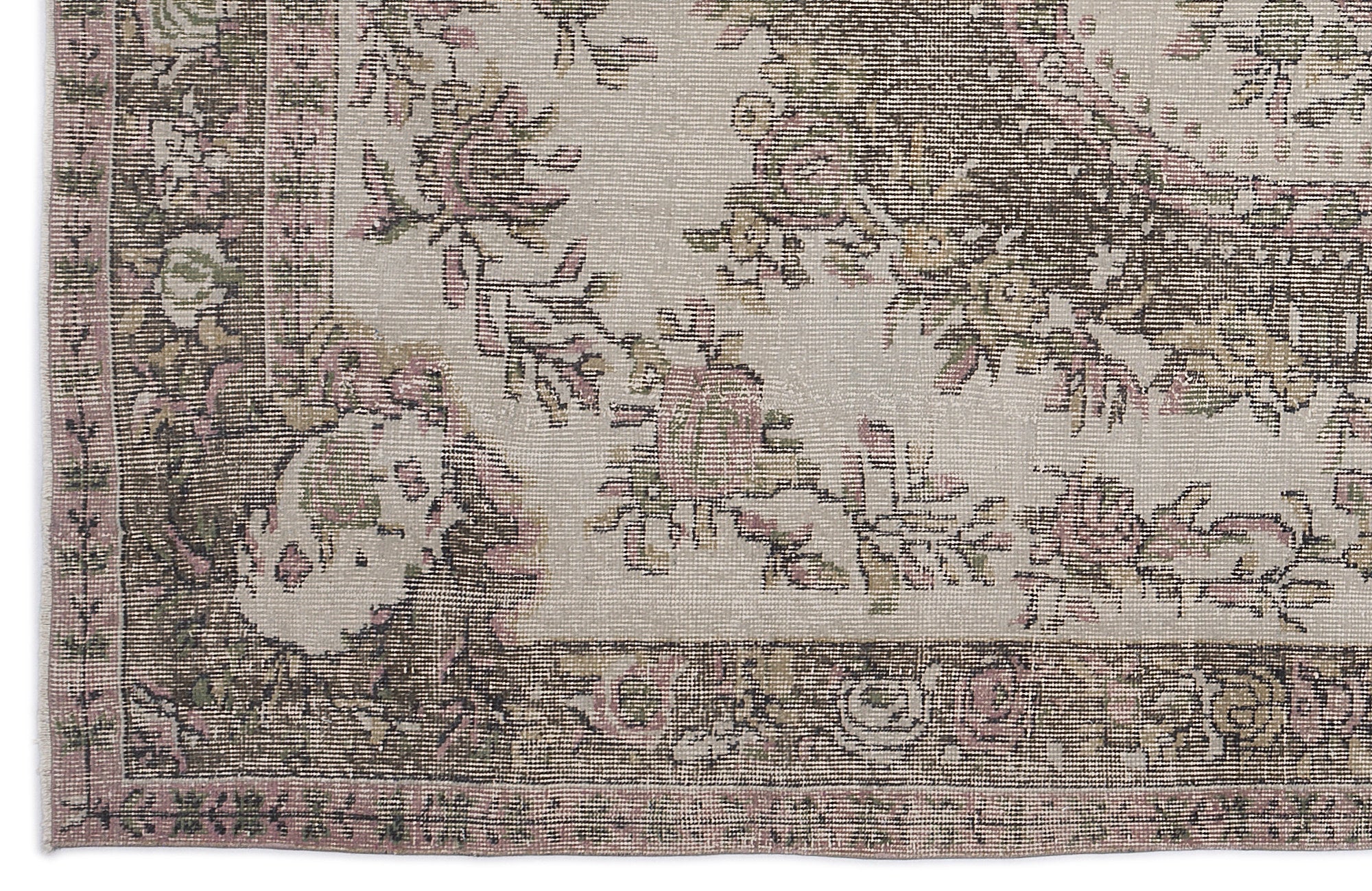 Atina Brown Vintage Wool Handmade Area Rug 4'8" x 11'10"