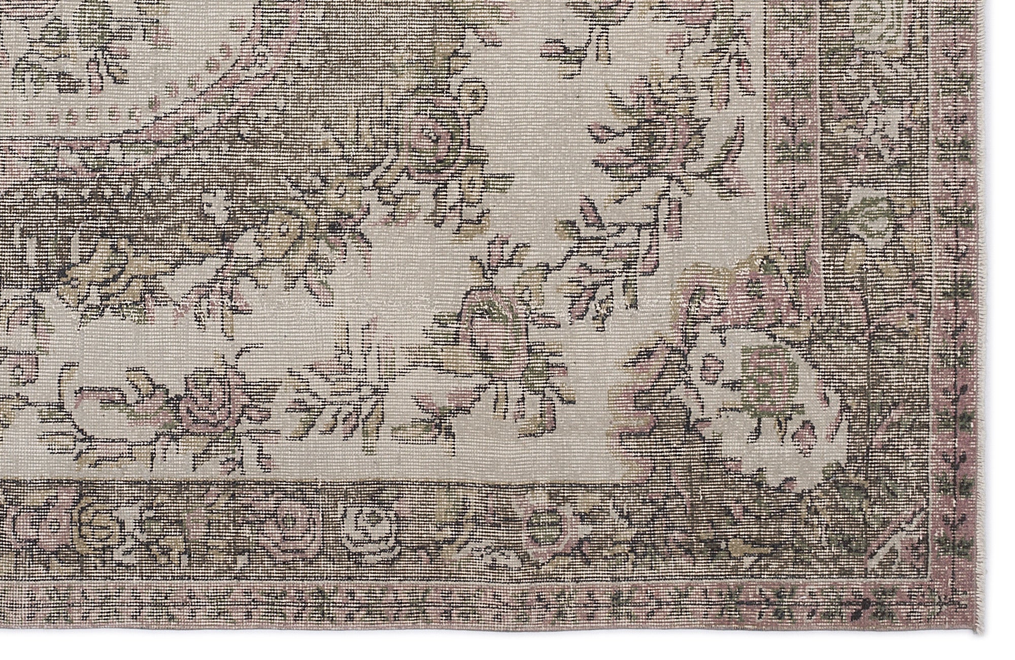 Atina Brown Vintage Wool Handmade Area Rug 4'8" x 11'10"