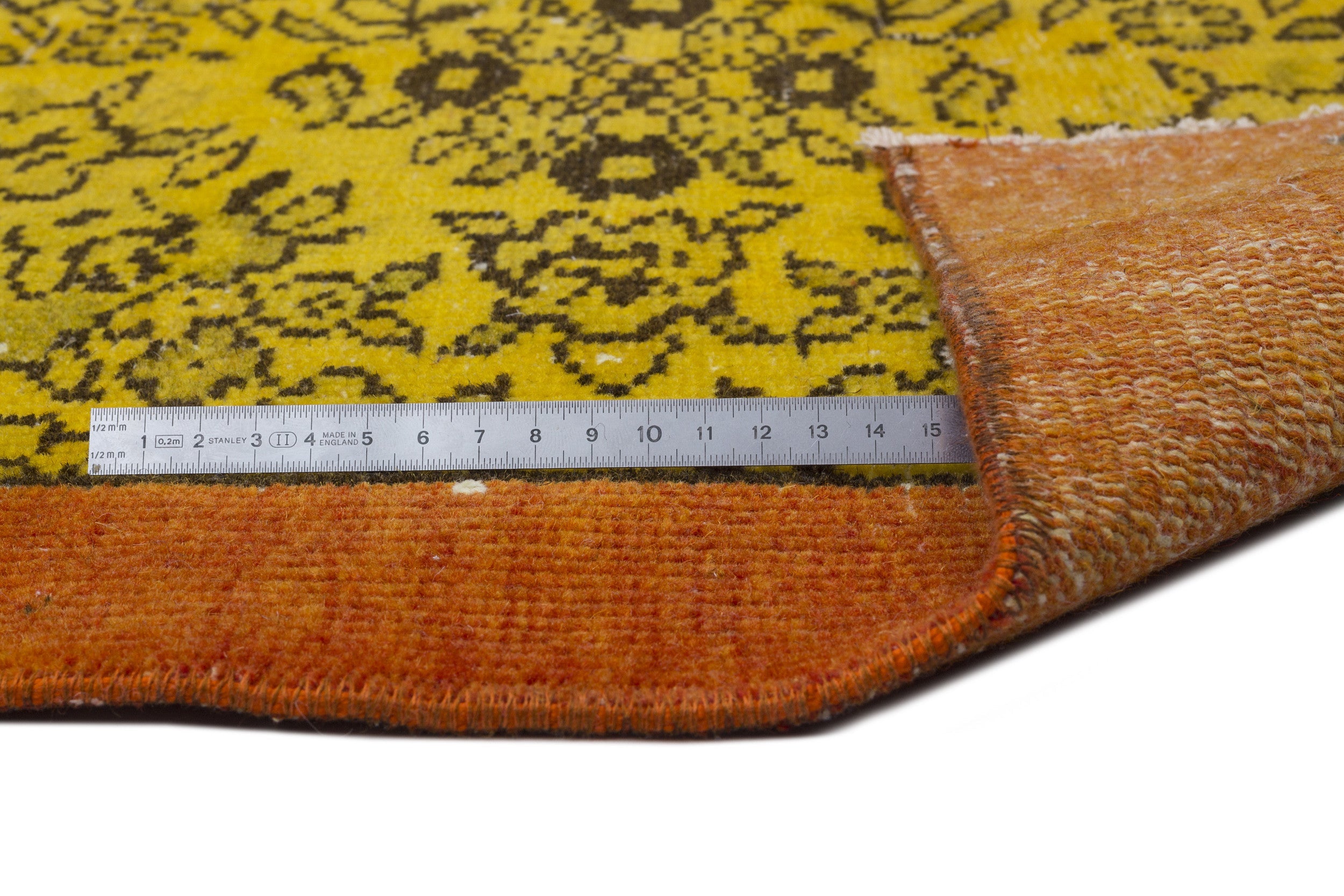 Atina Yellow Vintage Wool Handmade Area Rug 4'8" x 9'0"