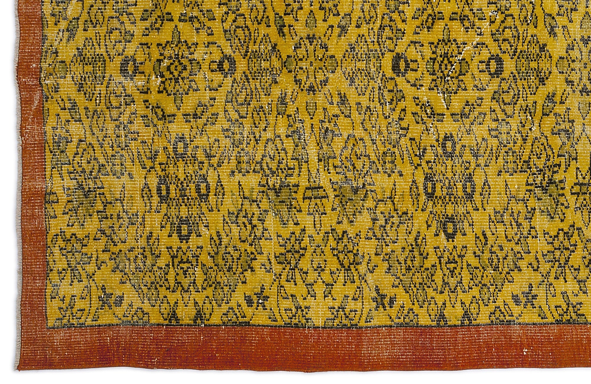 Atina Yellow Vintage Wool Handmade Area Rug 4'8" x 9'0"