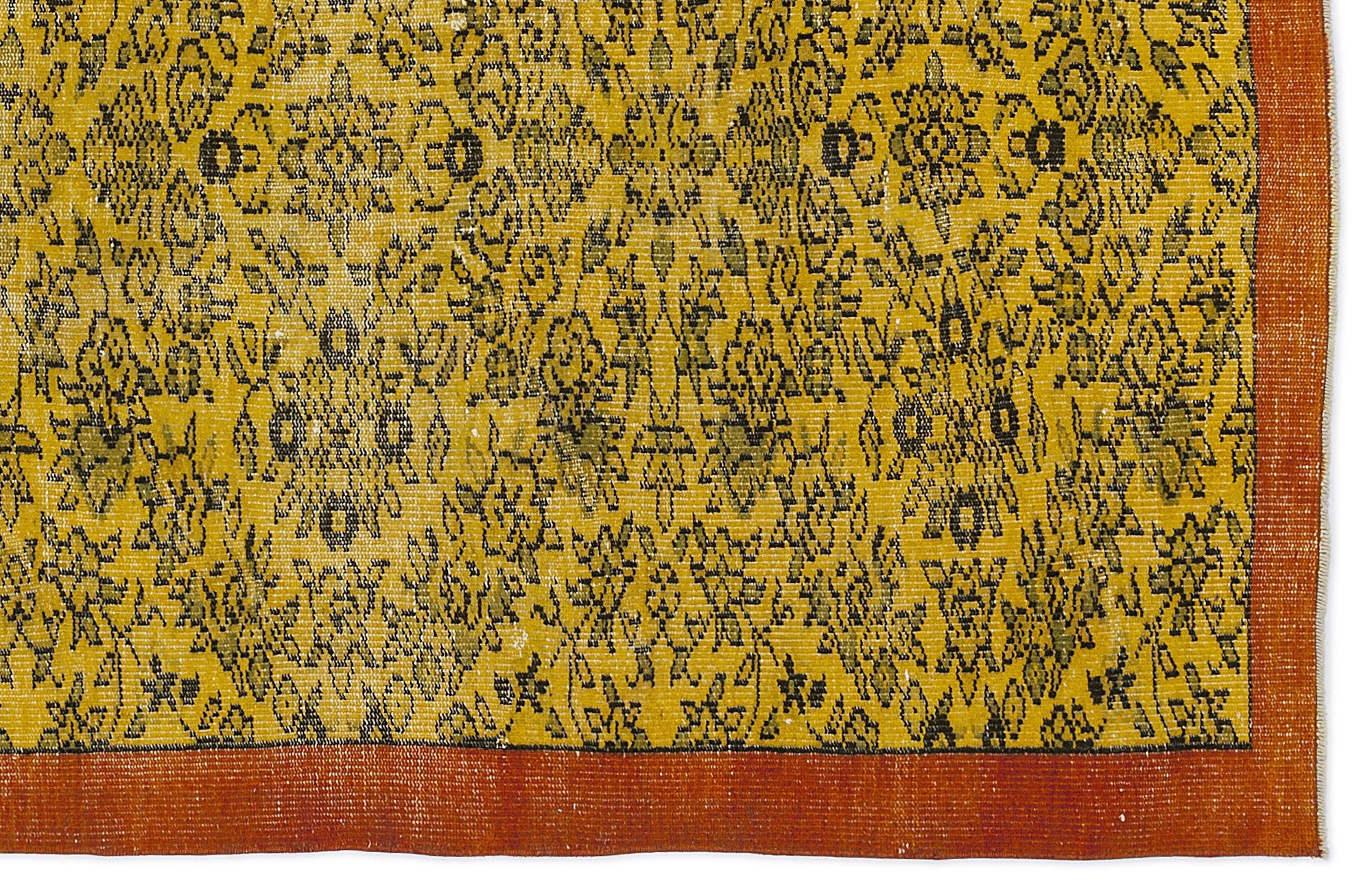 Atina Yellow Vintage Wool Handmade Area Rug 4'8" x 9'0"