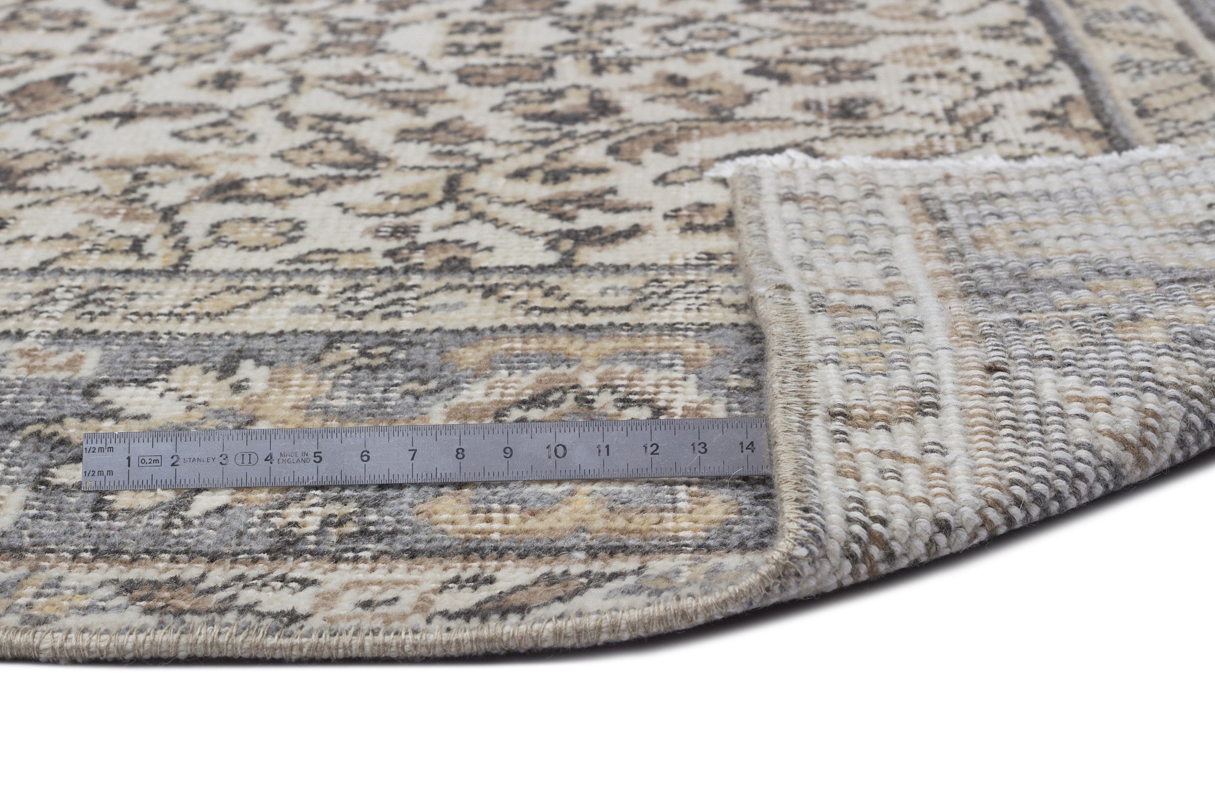 Atina 9131 Beige Vintage Wool Handmade Area Rug 6'2" x 9'2"