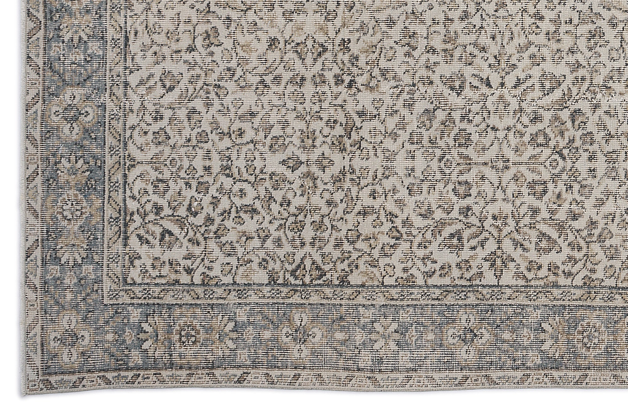 Atina 9131 Beige Vintage Wool Handmade Area Rug 6'2" x 9'2"