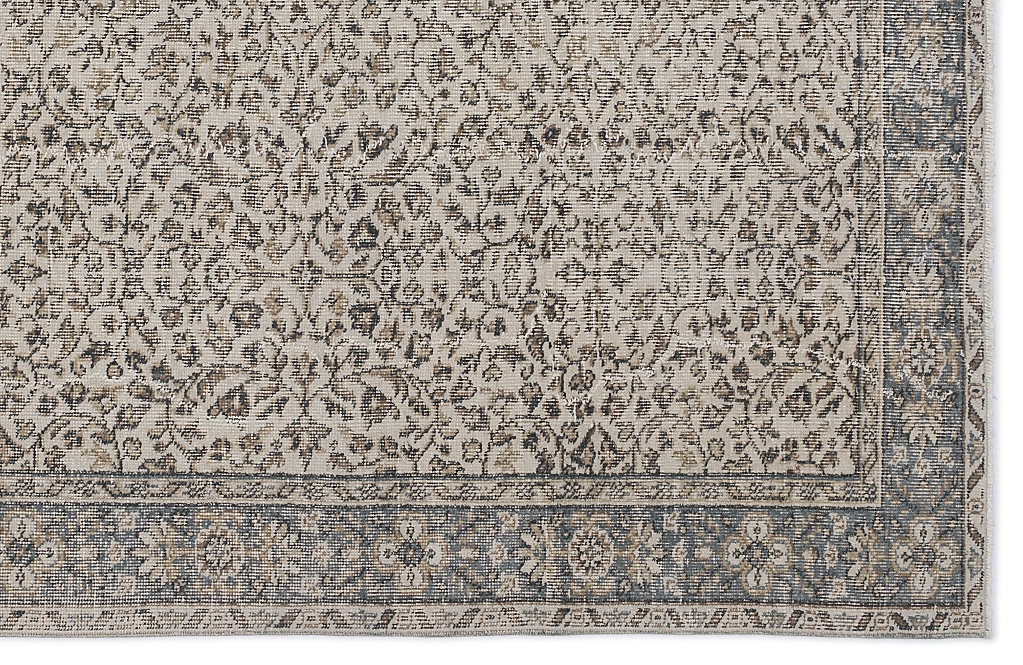 Atina 9131 Beige Vintage Wool Handmade Area Rug 6'2" x 9'2"