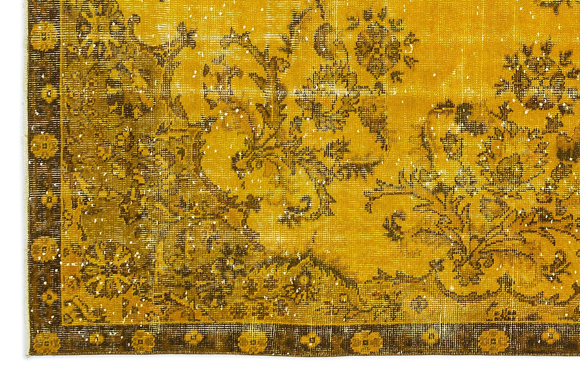 Atina Yellow Vintage Wool Handmade Area Rug 6'10" x 10'3"