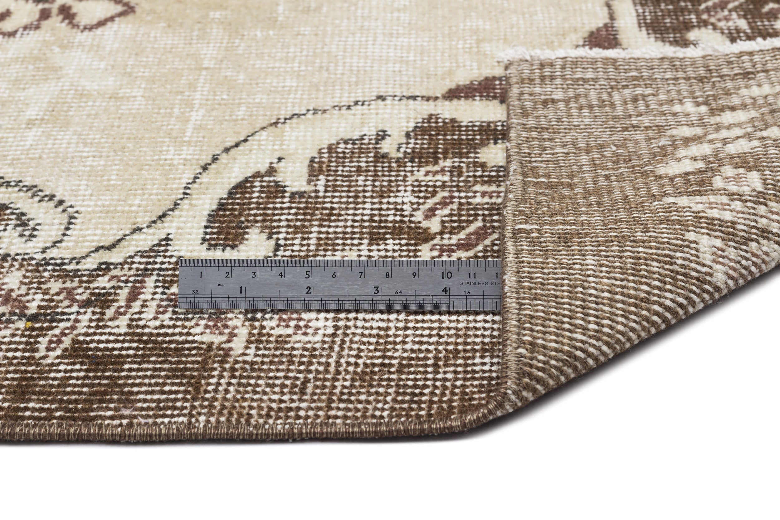 Atina Beige Vintage Wool Handmade Area Rug 5'7" x 9'5"