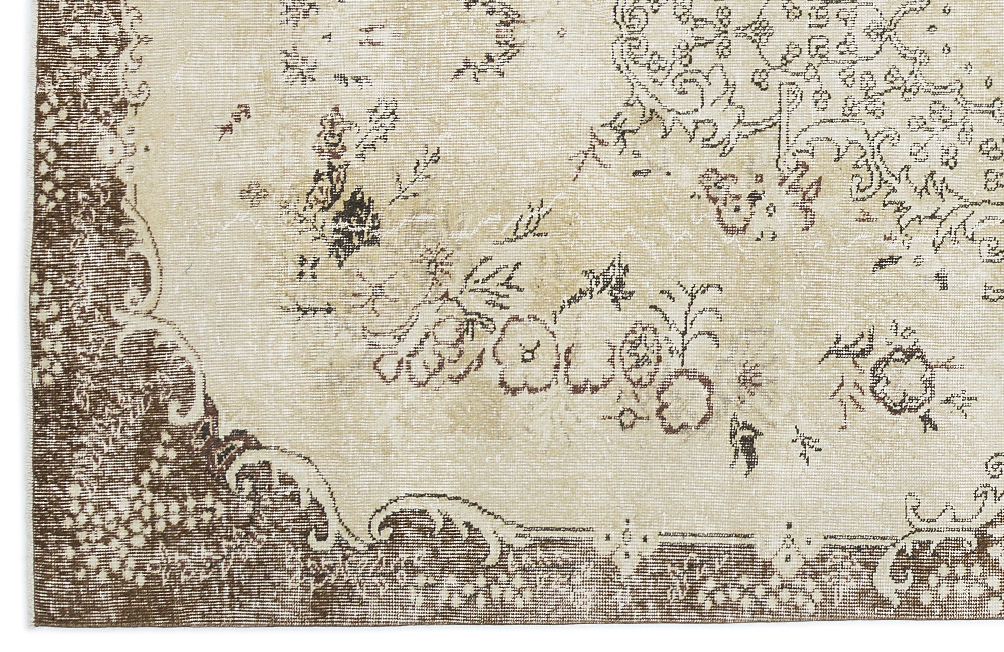 Atina Beige Vintage Wool Handmade Area Rug 5'7" x 9'5"