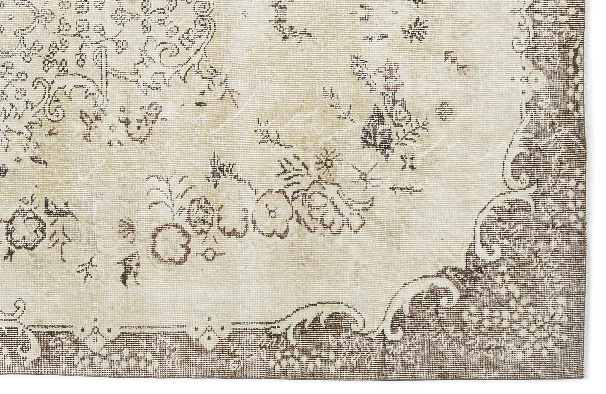 Atina Beige Vintage Wool Handmade Area Rug 5'7" x 9'5"