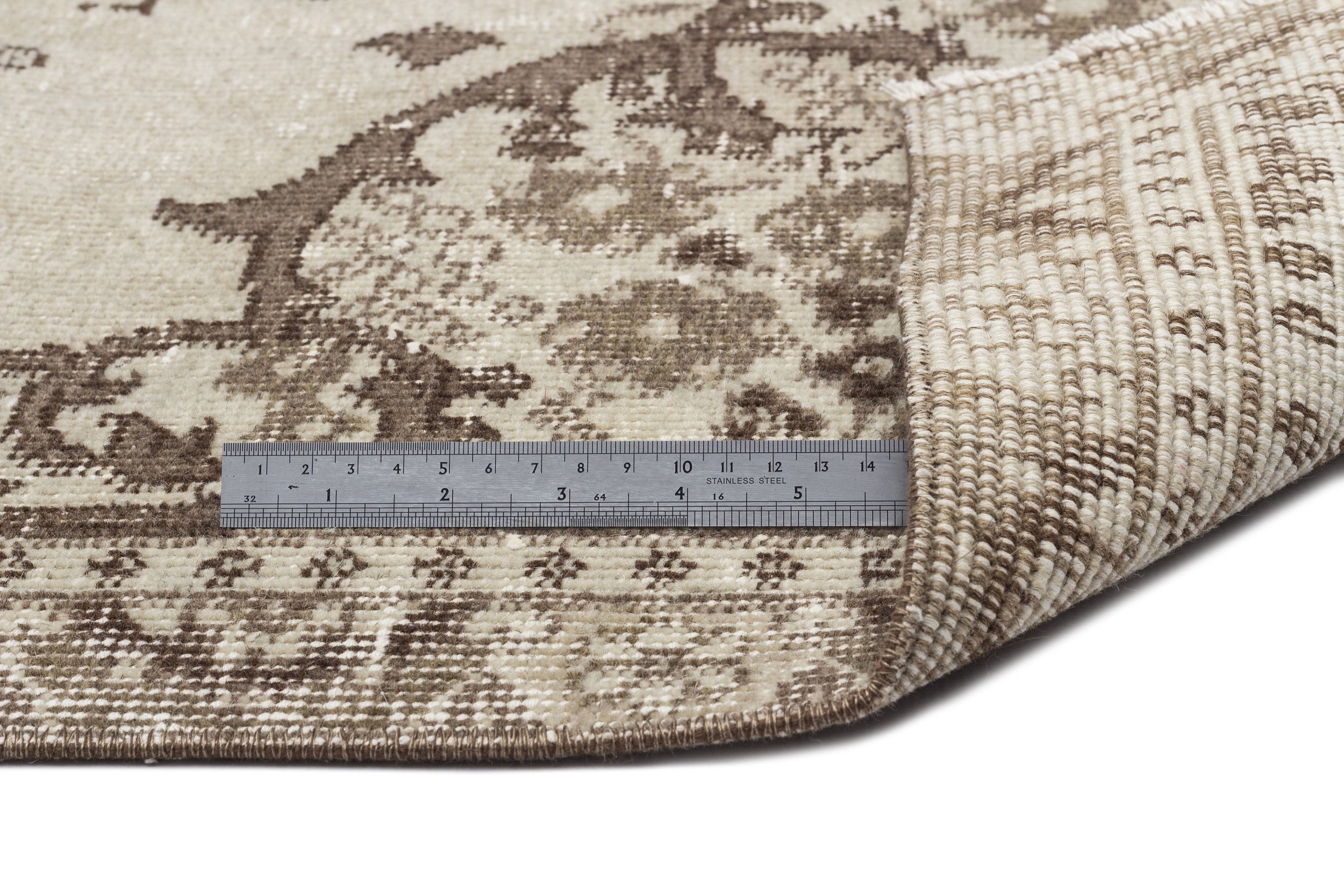 Atina 9237 Beige Vintage Wool Handmade Area Rug 5'3" x 8'8"