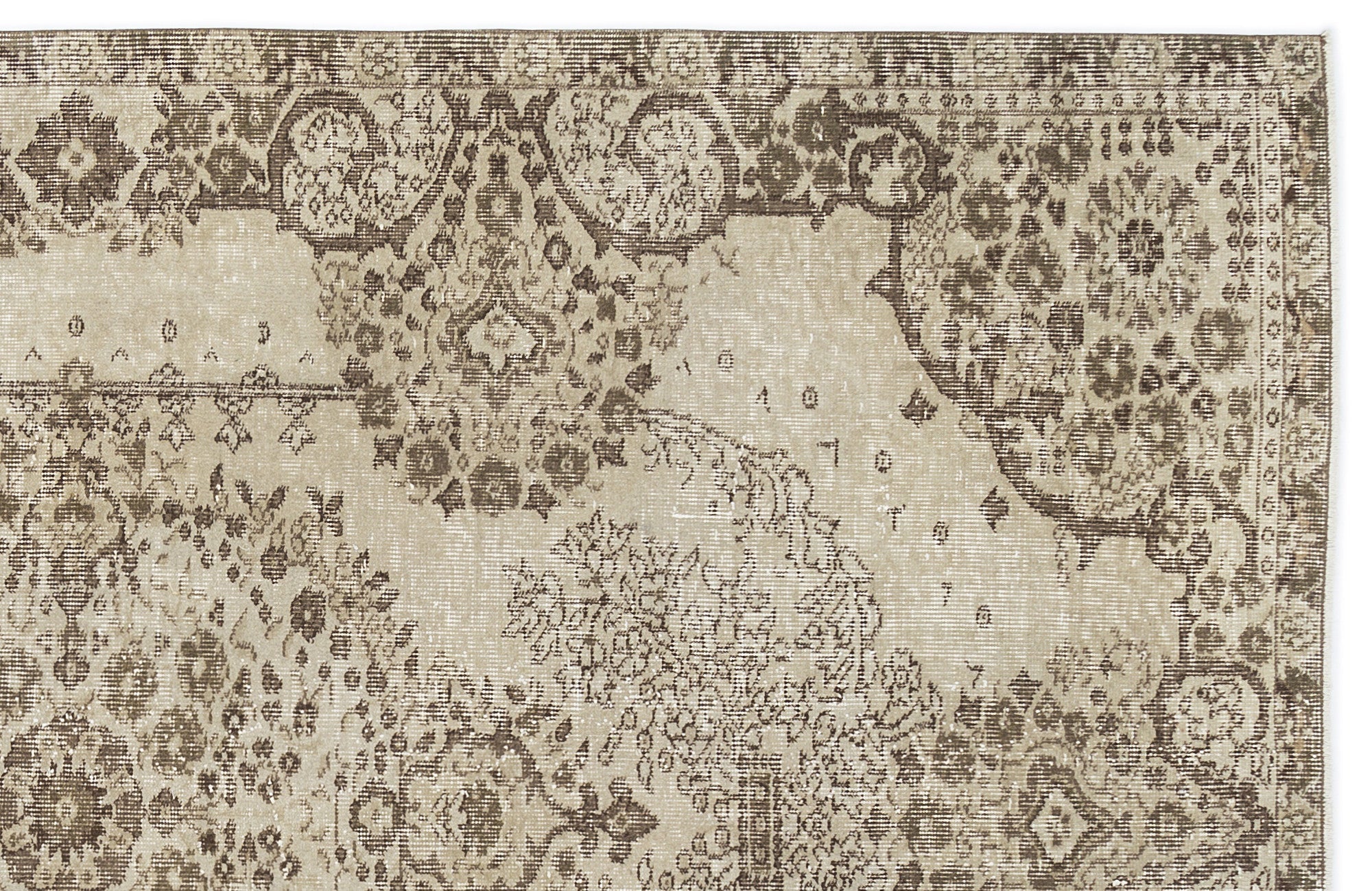Atina 9237 Beige Vintage Wool Handmade Area Rug 5'3" x 8'8"