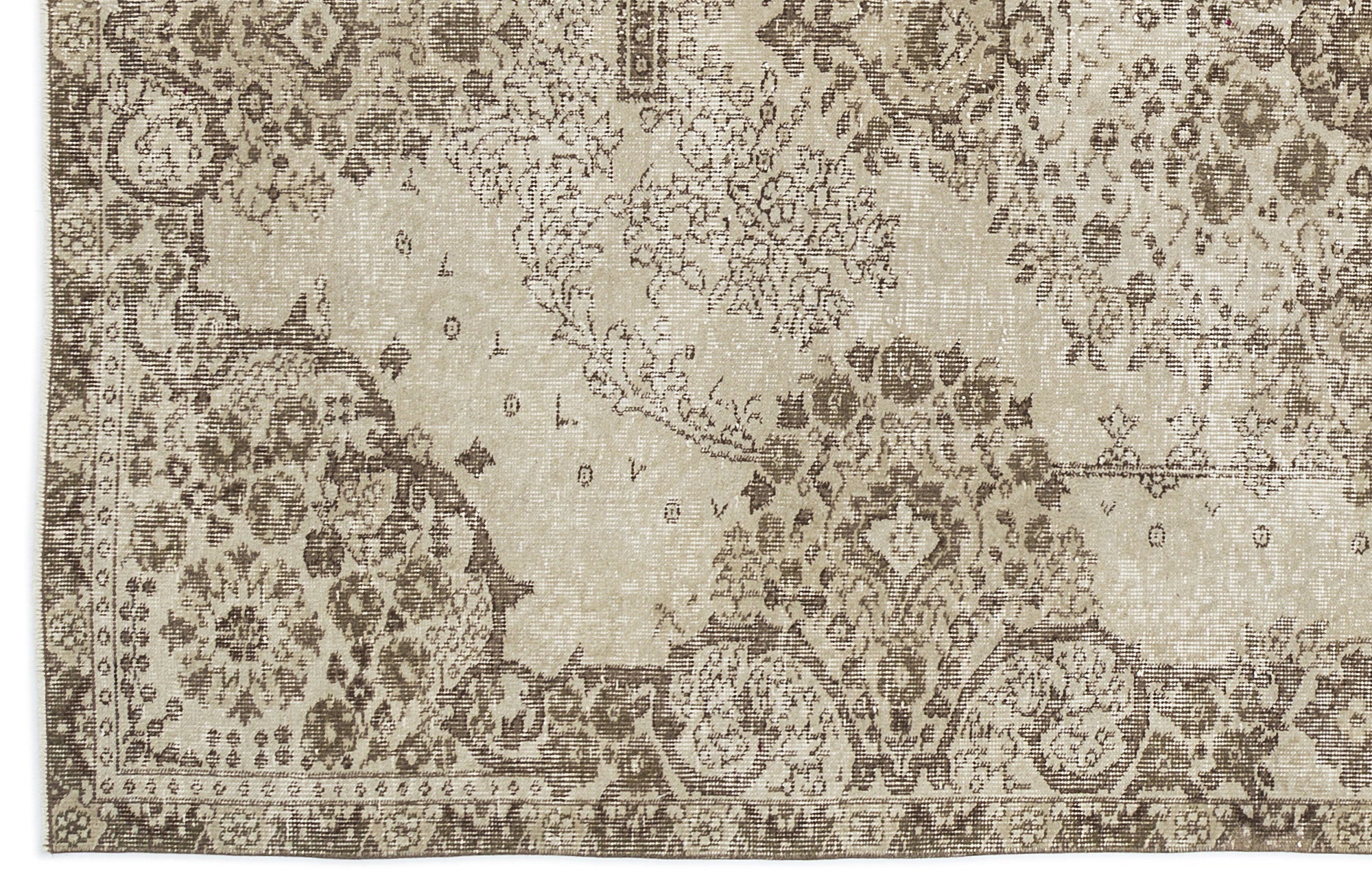 Atina 9237 Beige Vintage Wool Handmade Area Rug 5'3" x 8'8"